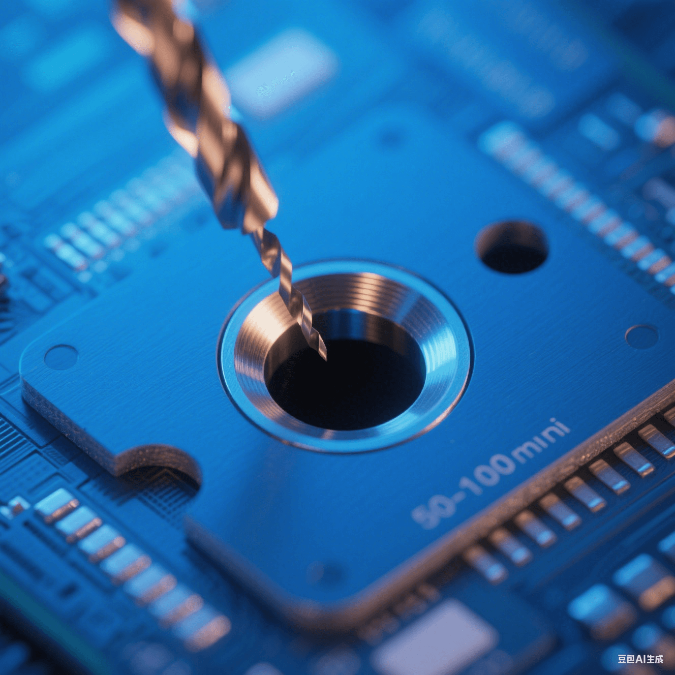 HDI 技術(shù)中的激光微孔，包括微盲孔和微埋孔。