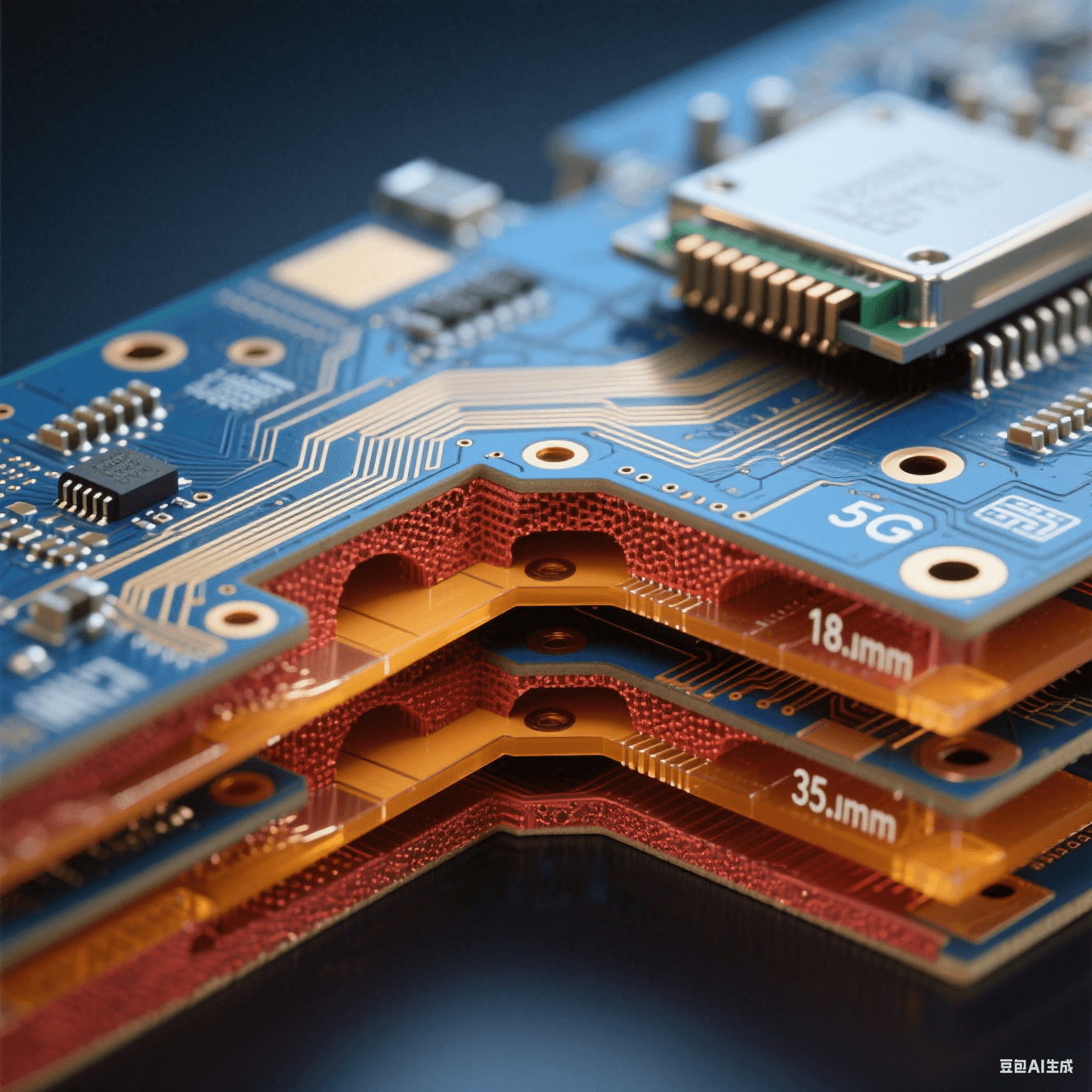 8層PCB剖面結(jié)構(gòu)展示信號(hào)層、電源層與地層堆疊