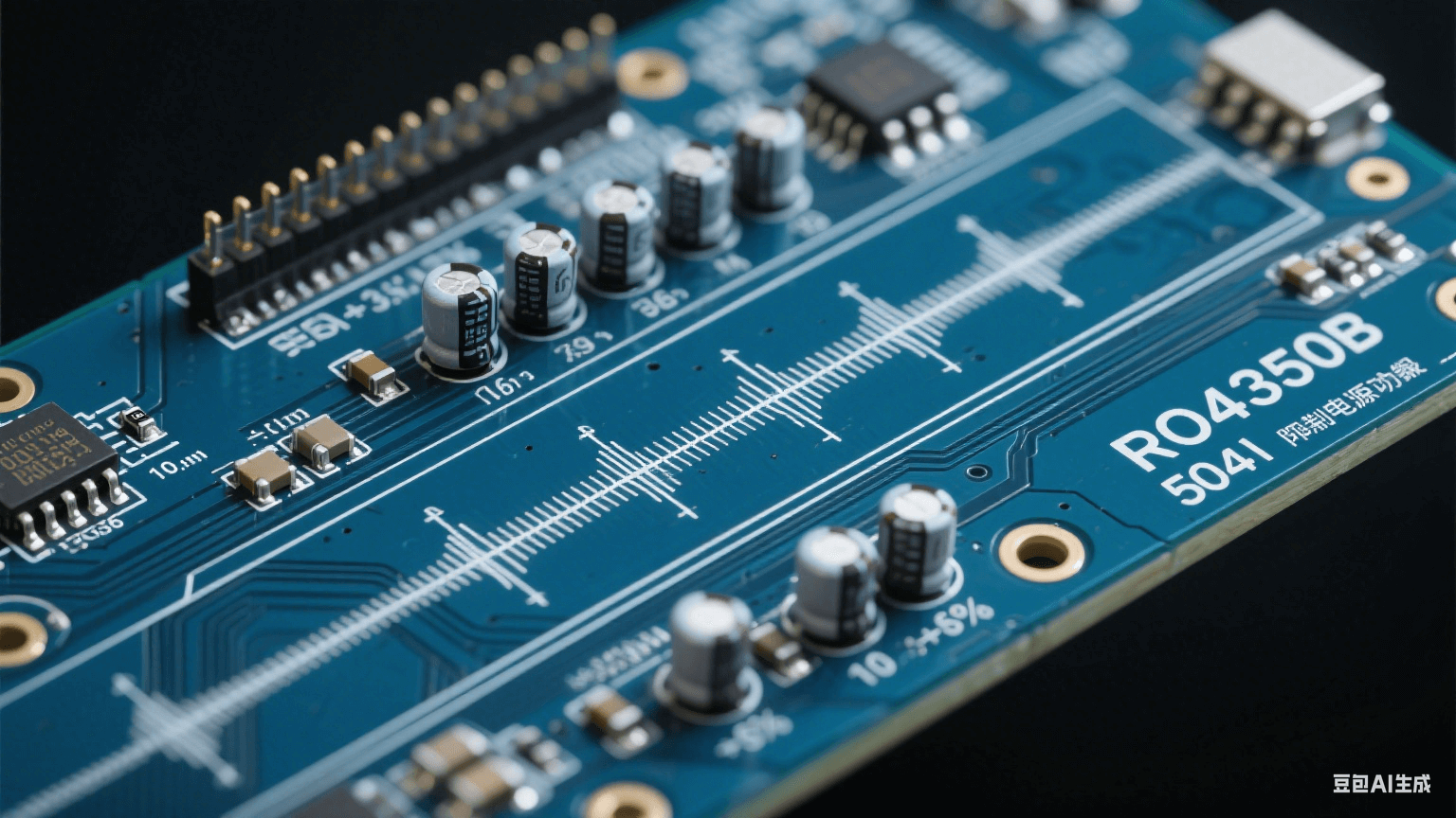 高頻測試板信號完整性設(shè)計：RO4350B基板內(nèi)50Ω差分微帶線（線寬公差±5%），0.1μF陶瓷去耦電容群抑制電源噪聲，10GHz正弦波在介電常數(shù)3.66介質(zhì)中傳輸