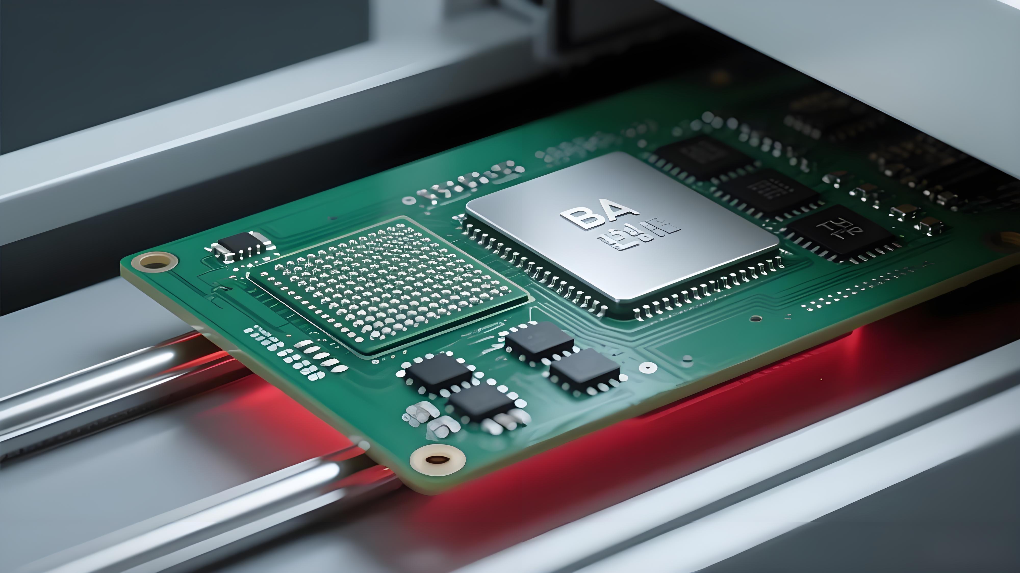 THR工藝BGA熱補(bǔ)償蓋板 深綠色PCB雙元件焊接 淡紅光效局部升溫 THR工藝BGA熱補(bǔ)償蓋板 深綠色PCB雙元件焊接 淡紅光效局部升溫