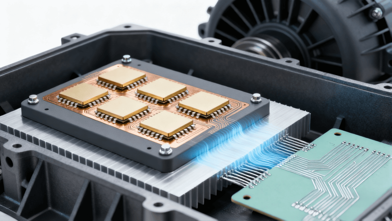 新能源汽車 SiC 逆變器基板應(yīng)用場景，氮化鋁基板 + PCB 協(xié)同實現(xiàn)高效散熱與信號傳輸