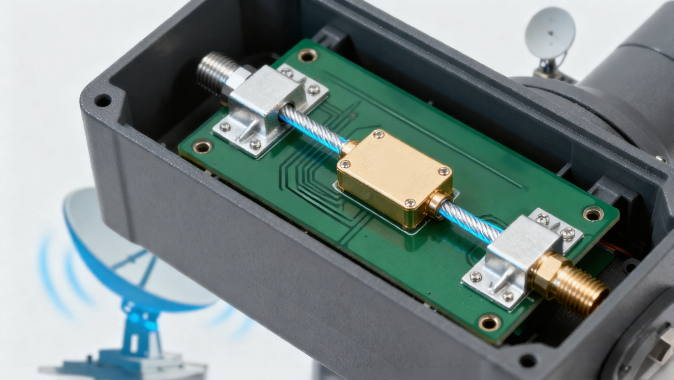 地面站 LNB 高頻板場景，HVLP 銅箔 + 阻抗匹配使插入損耗 0.08dBcm 提升EbN01.2dB
