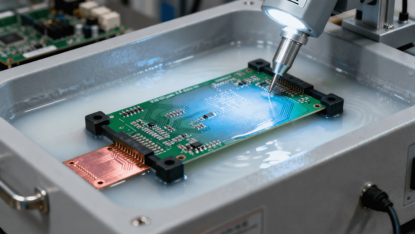 PCB浸錫工藝場(chǎng)景，0.8-1.2μm純錫層無(wú)金屬間化合物適配軍工電子高可靠性需求