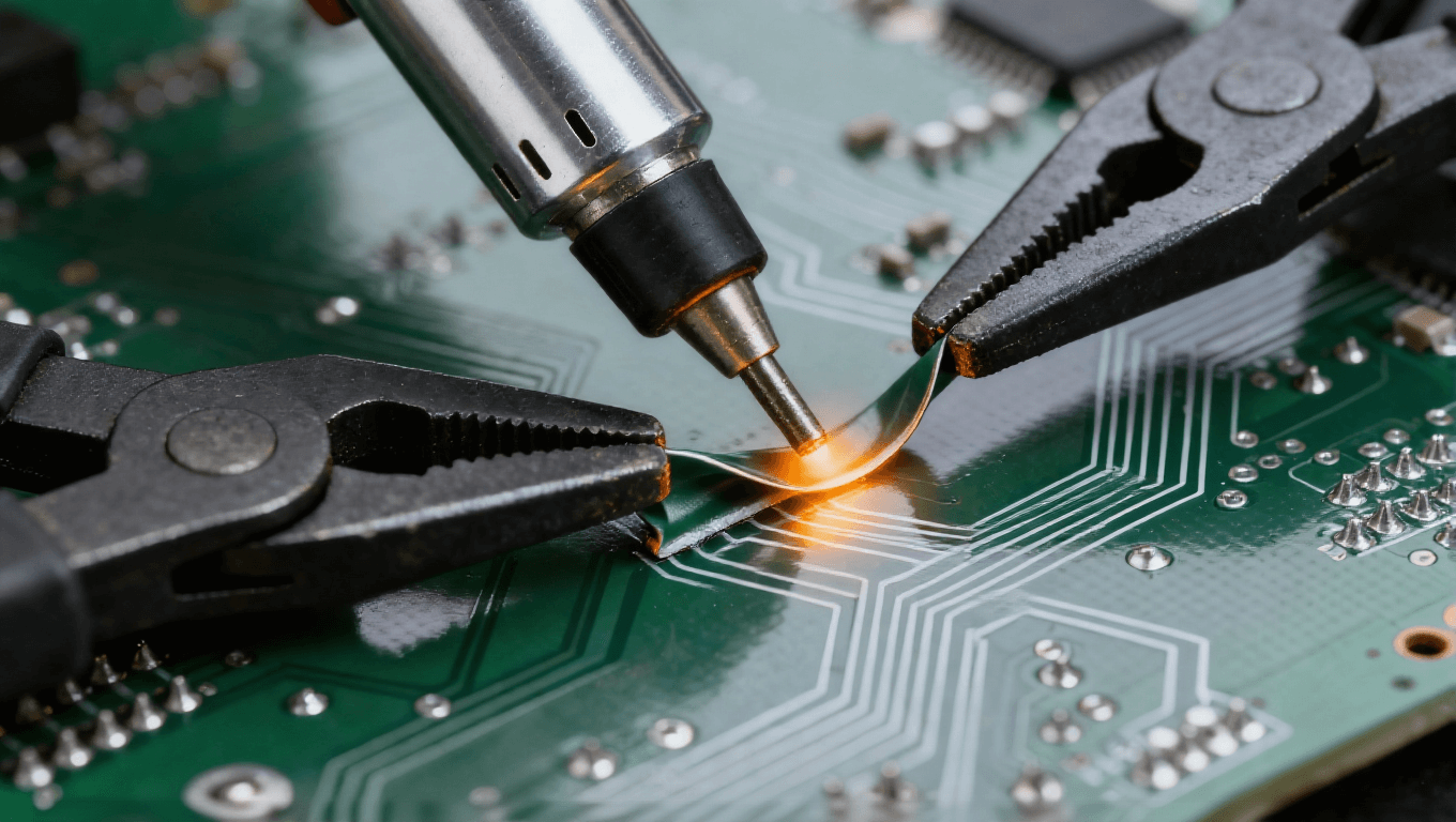 局部矯正工藝使用熱風(fēng)槍與壓力鉗修復(fù)電路板角部翹曲 局部矯正工藝使用熱風(fēng)槍與壓力鉗修復(fù)電路板角部翹曲