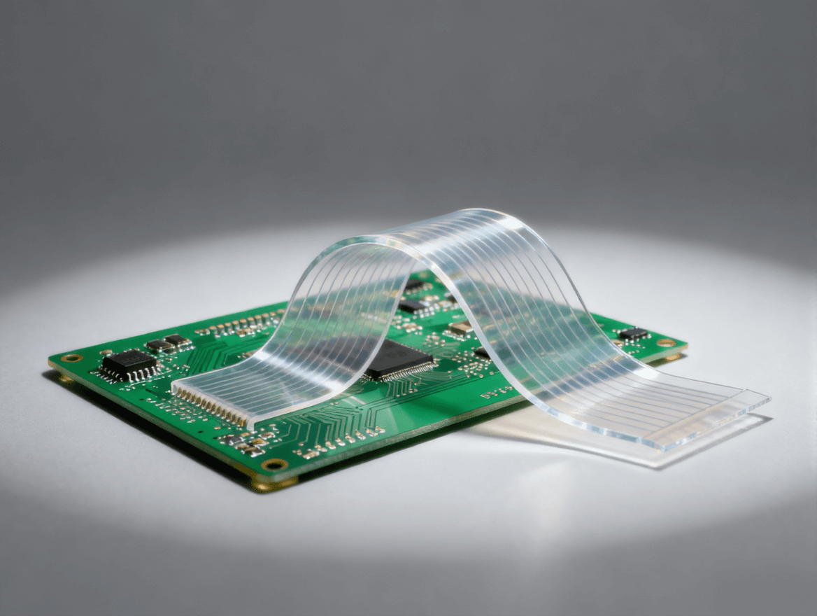 傳統(tǒng)硬質(zhì)電路板與透明柔性電路板的對比，突出柔性優(yōu)勢