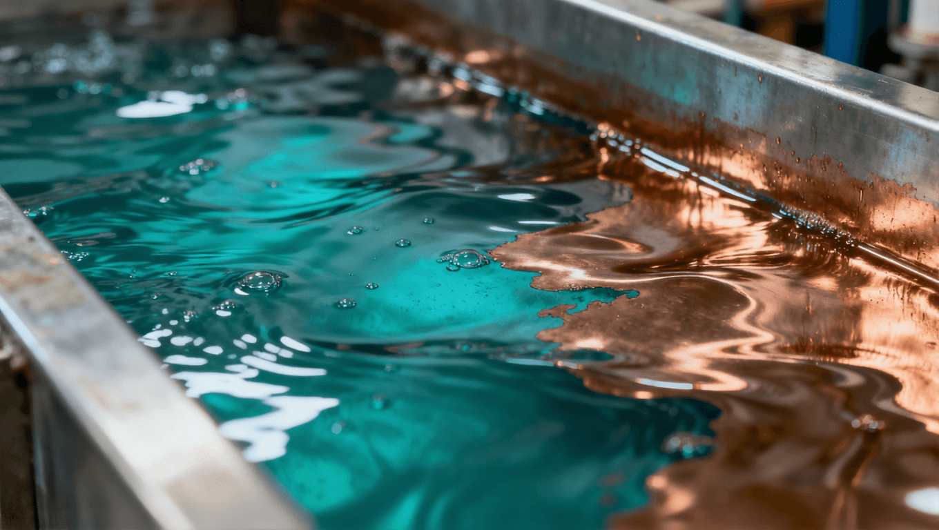 沉銅溶液反應(yīng)過程中銅離子沉積與鍍層均勻性工業(yè)特寫 沉銅溶液反應(yīng)過程中銅離子沉積與鍍層均勻性工業(yè)特寫