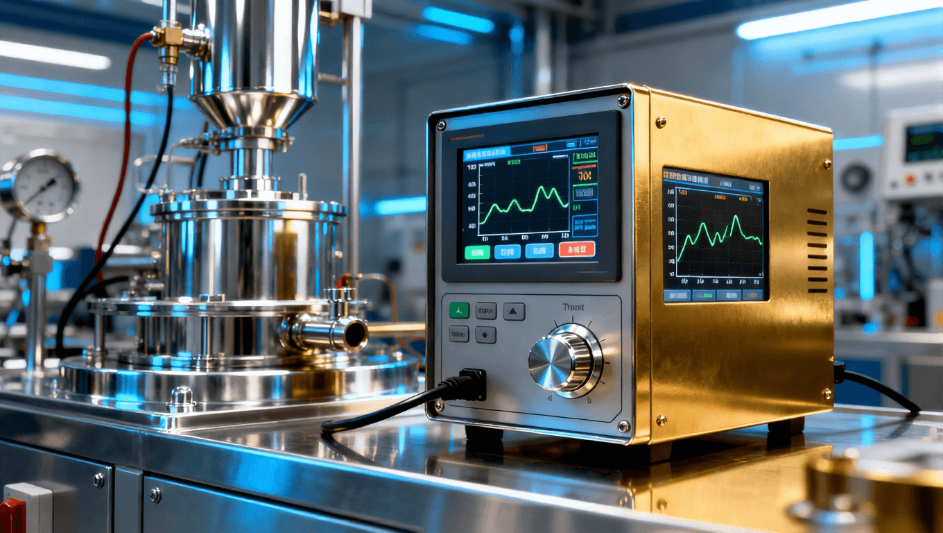 展示鍍鎳金工藝中溫控設備和電流監(jiān)測儀器，體現(xiàn)精準調(diào)節(jié)和高科技設備