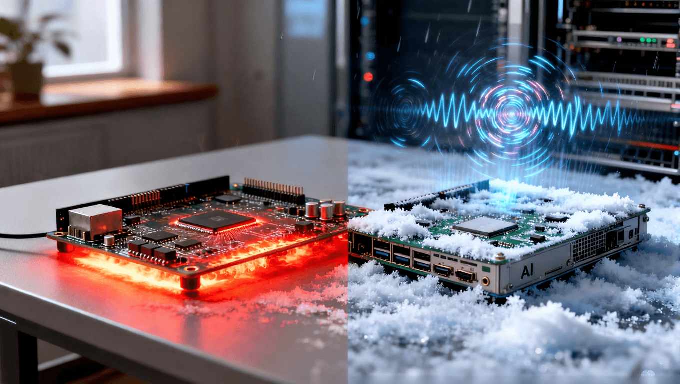 AI服務(wù)器PCB高可靠性測(cè)試場(chǎng)景，展示在極端溫度、振動(dòng)與電磁干擾環(huán)境下的穩(wěn)定性能