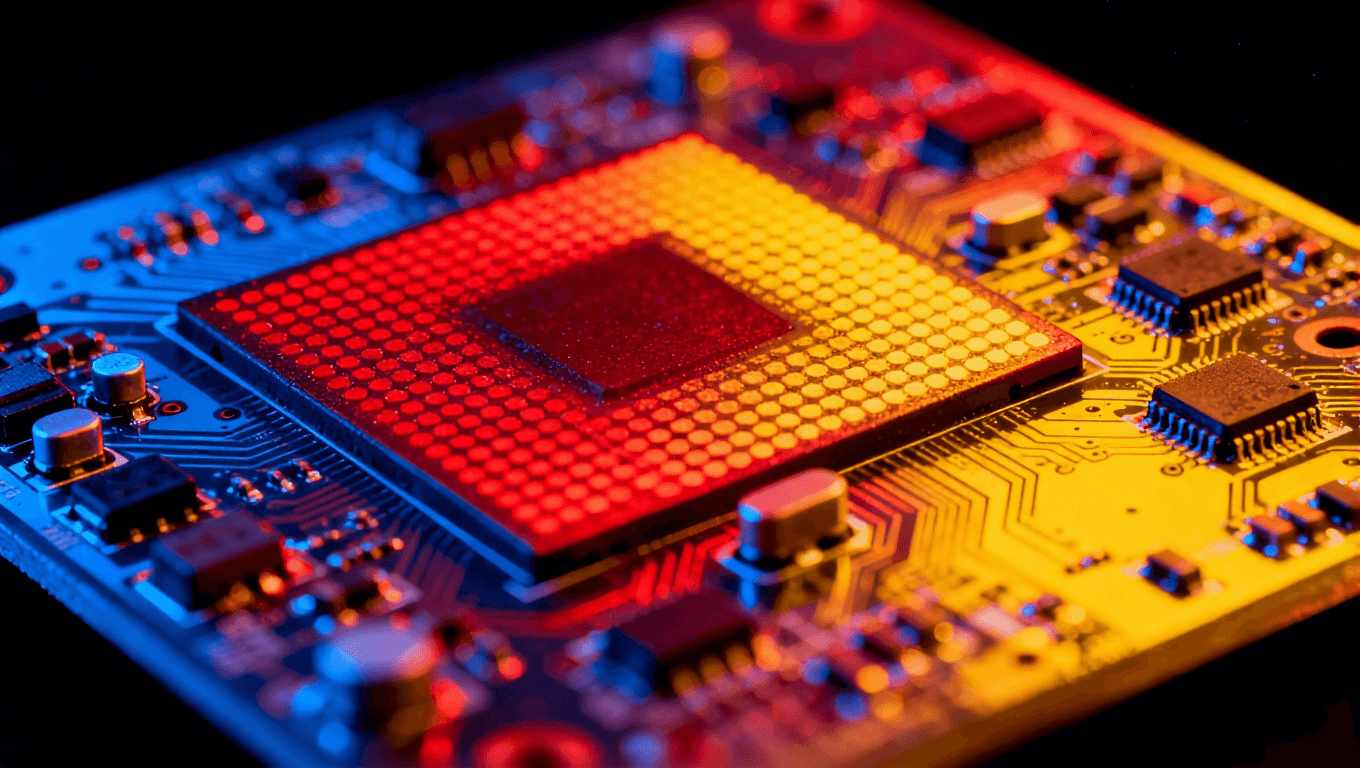 回流焊過程中PCB板三維熱分布可視化圖像，表現(xiàn)不同元件的熱響應(yīng)差異