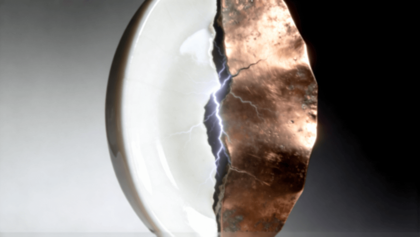 陶瓷與金屬材料特性對(duì)比示意圖，表現(xiàn)兩者在熱膨脹與結(jié)合性上的本質(zhì)差異